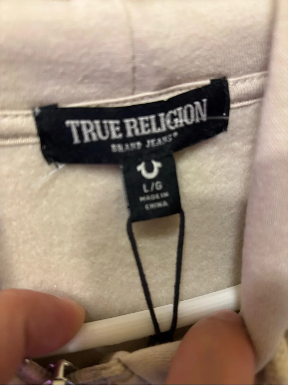 True Religion Buddha Beige Zip-Up Hoodie